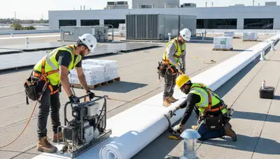 Commercial roofing installation in Oklahoma City, OK by FX Remodeling & Exteriors on a business building