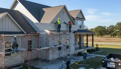 Vinyl siding installation by Oklahoma City, OK siding contractors on a residential home