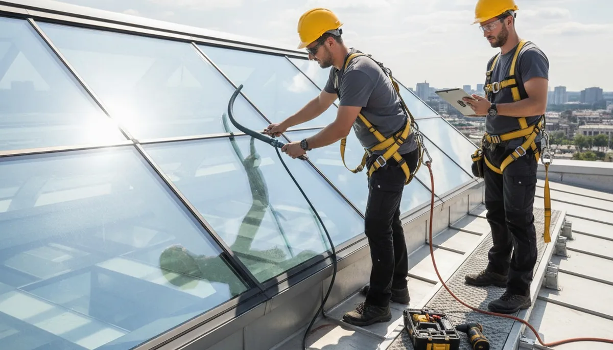Oklahoma City siding crew repairing skylight leaks and storm damage on a home