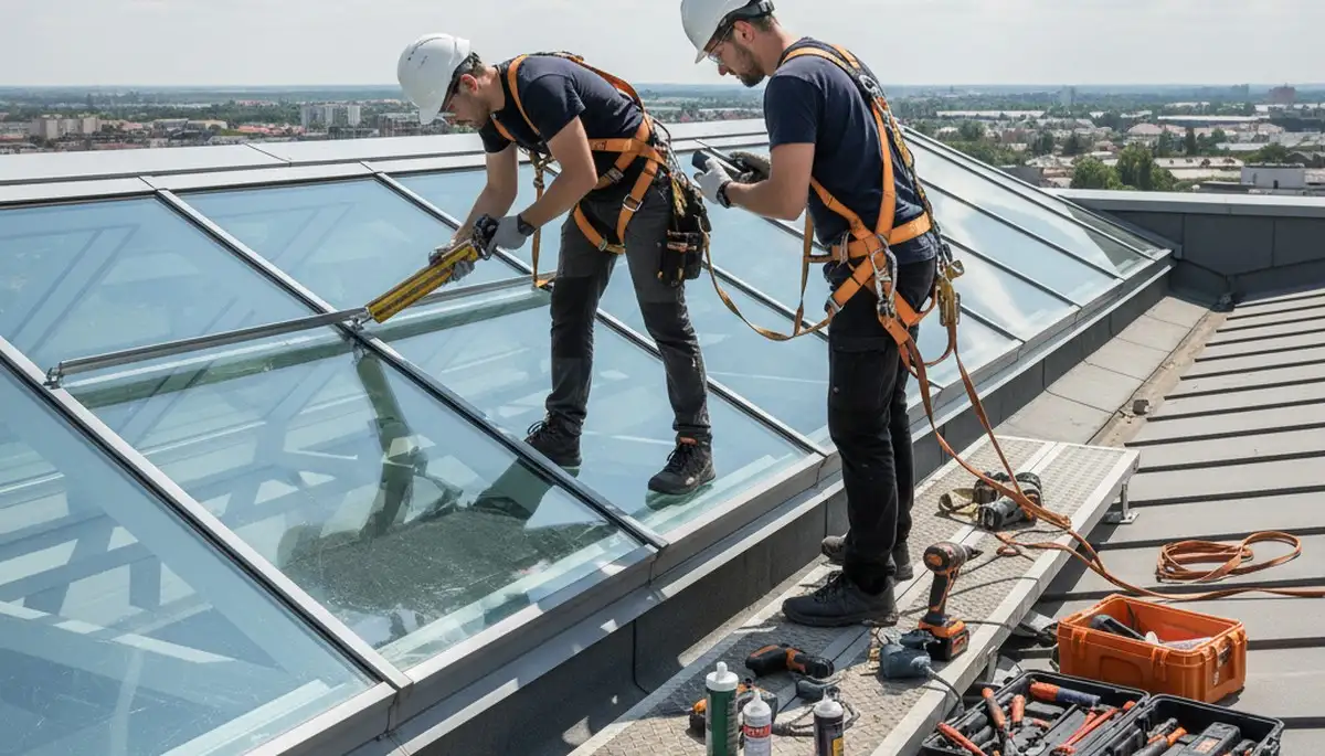 Oklahoma City siding and skylight repair crew fixing leaks and storm damage on a home