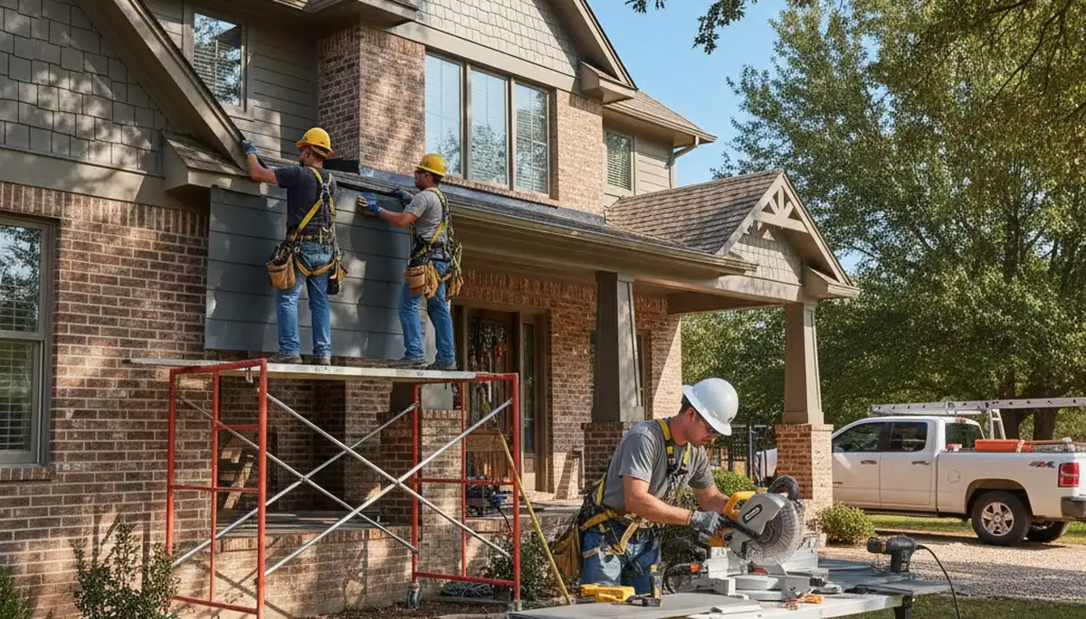 Vinyl siding installation by Oklahoma City, OK siding contractor on a residential home